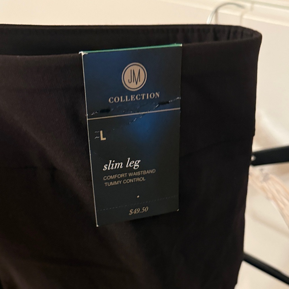 JM Collection Dark Slim Leg Trousers